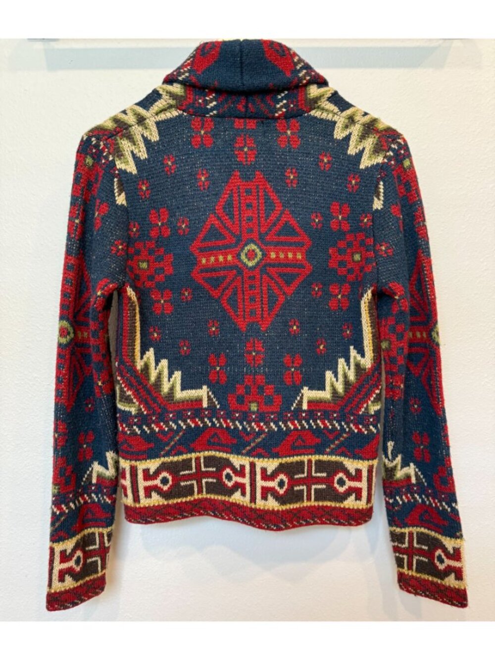Ralph Lauren Denim & Supply Aztec Southwestern Cardigan Sweater Medium Wool Cozy - Picture 2 of 9